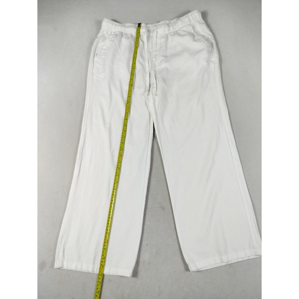 Old Navy Pants Womens Large White Linen Blend Wide Leg High Rise Drawstring - Picture 7 of 11